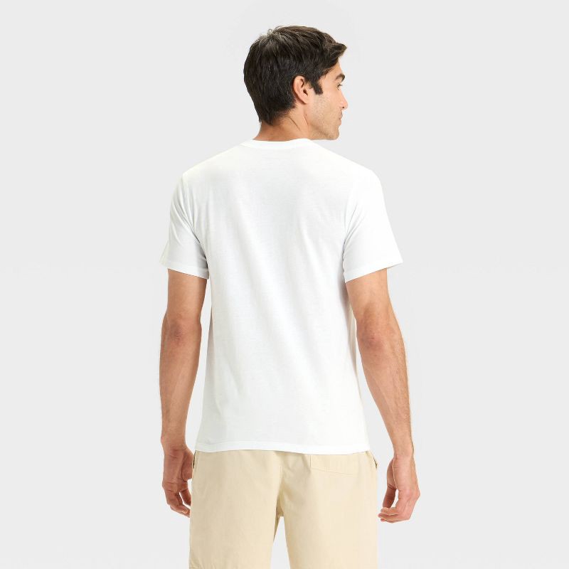 slide 2 of 3, Men's Embroidered T-Shirt - Goodfellow & Co™ White M, 1 ct