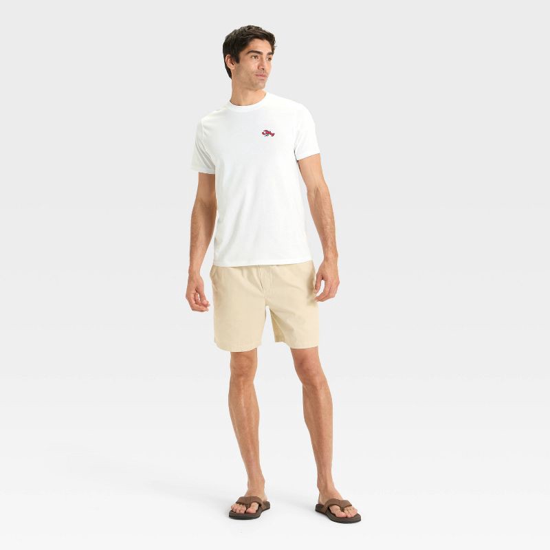 slide 3 of 3, Men's Embroidered T-Shirt - Goodfellow & Co™ White M, 1 ct