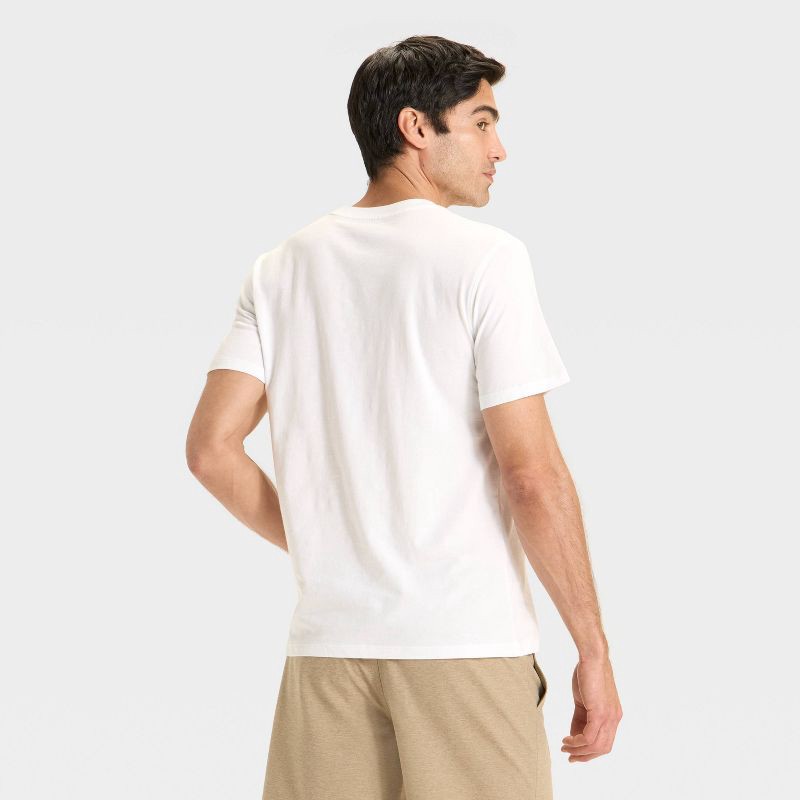 slide 2 of 3, Men's Embroidered T-Shirt - Goodfellow & Co™ Chalk White L, 1 ct