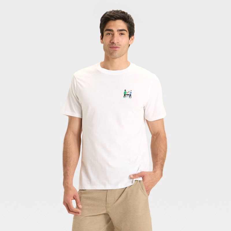 slide 1 of 3, Men's Embroidered T-Shirt - Goodfellow & Co™ Chalk White L, 1 ct