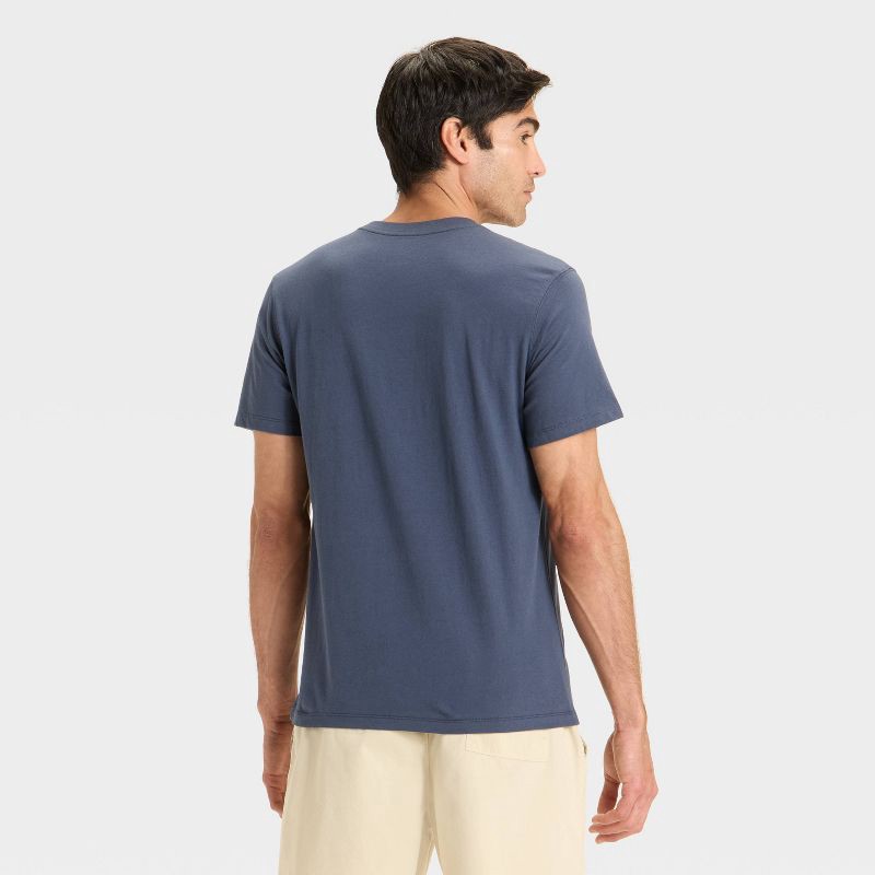 slide 2 of 3, Men's Embroidered T-Shirt - Goodfellow & Co™ Navy Blue M, 1 ct