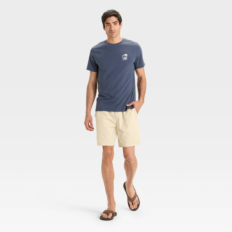 slide 3 of 3, Men's Embroidered T-Shirt - Goodfellow & Co™ Navy Blue M, 1 ct