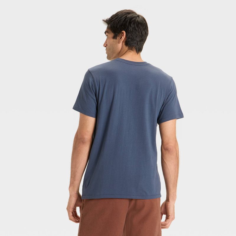 slide 2 of 3, Men's Embroidered T-Shirt - Goodfellow & Co™ Dark Blue XL, 1 ct