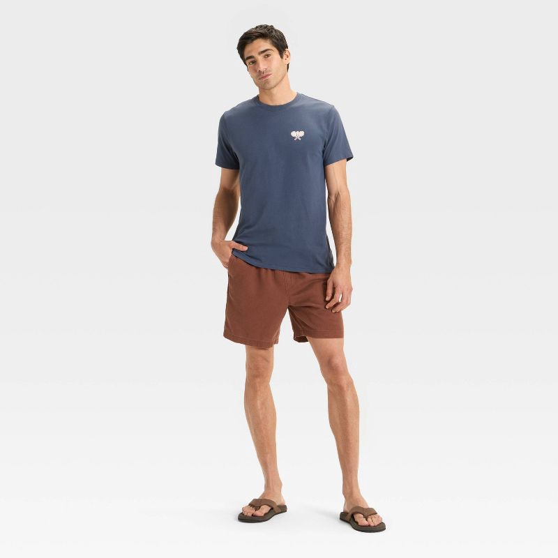 slide 3 of 3, Men's Embroidered T-Shirt - Goodfellow & Co™ Dark Blue XL, 1 ct