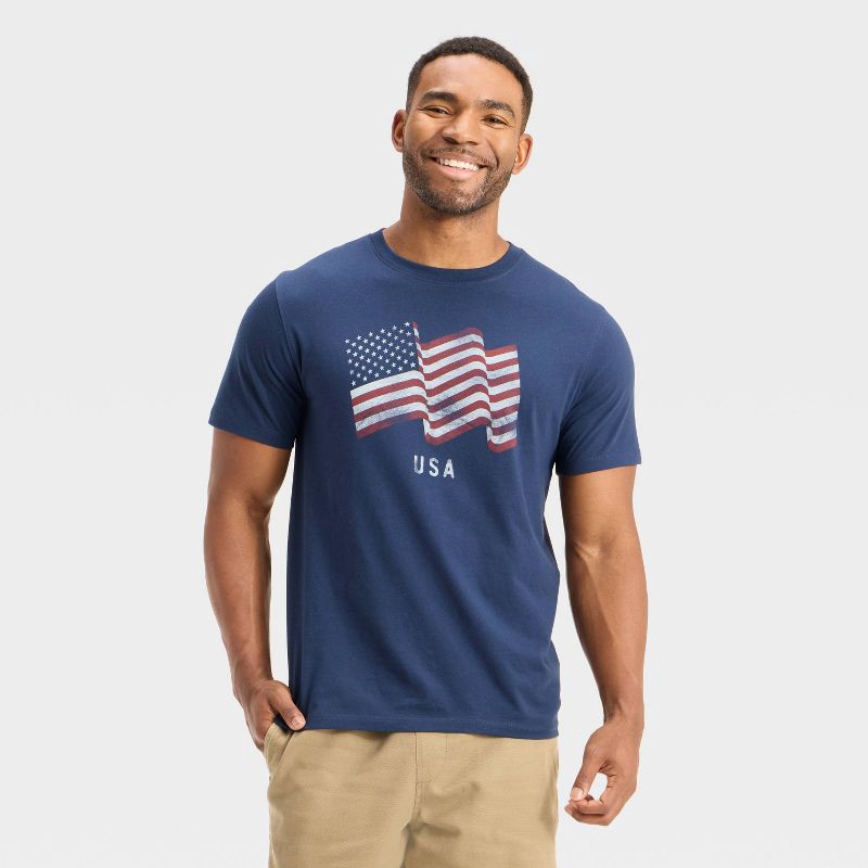 slide 1 of 3, Men's USA Flag Graphic T-Shirt - Goodfellow & Co™ Navy Blue XL, 1 ct
