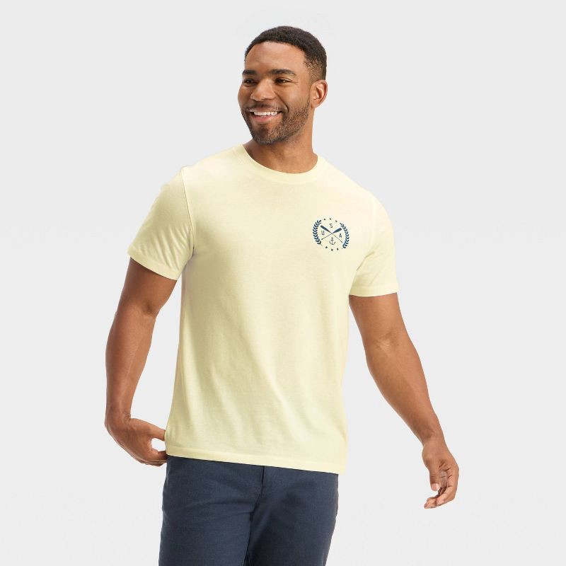 slide 1 of 3, Men's USA Crest Graphic T-Shirt - Goodfellow & Co™ Cream M, 1 ct