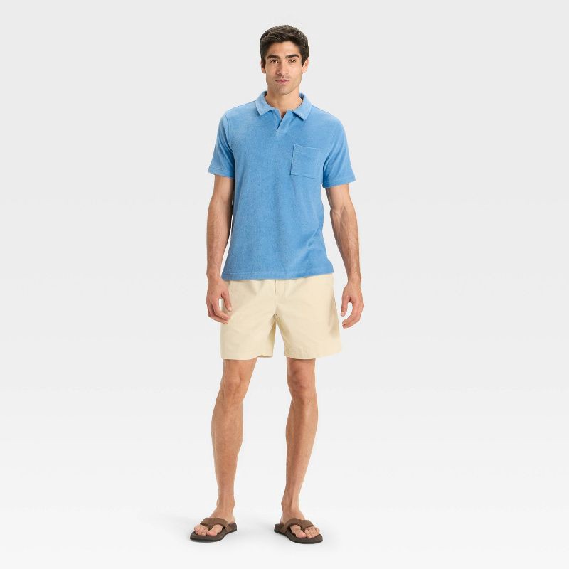 slide 3 of 3, Men's Terry Cloth Polo Shirt - Goodfellow & Co™ Blue M, 1 ct