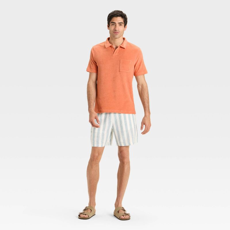 slide 3 of 3, Men's Terry Cloth Polo Shirt - Goodfellow & Co™ Apricot Orange L, 1 ct