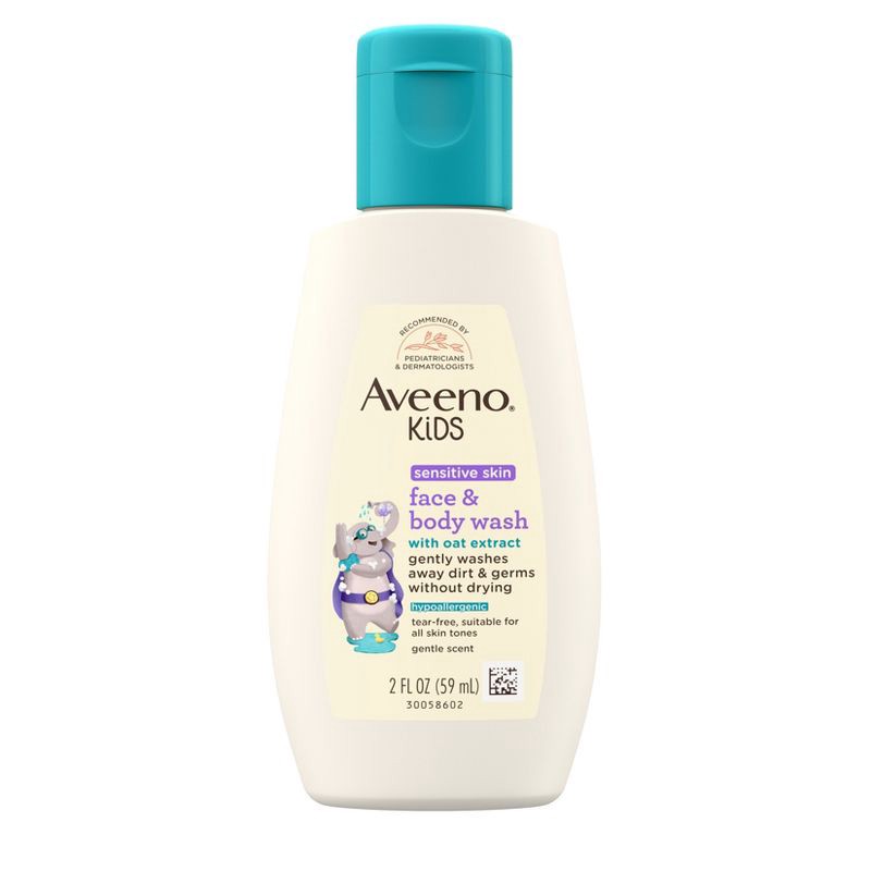 slide 1 of 7, Aveeno Kids' Face & Body Wash - 2 fl oz, 2 fl oz