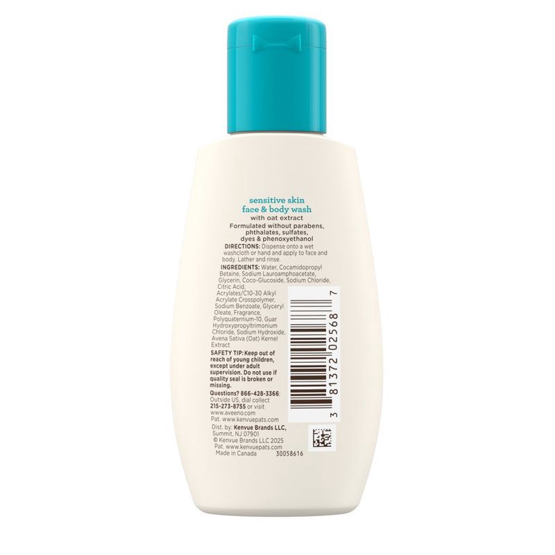 slide 7 of 7, Aveeno Kids' Face & Body Wash - 2 fl oz, 2 fl oz