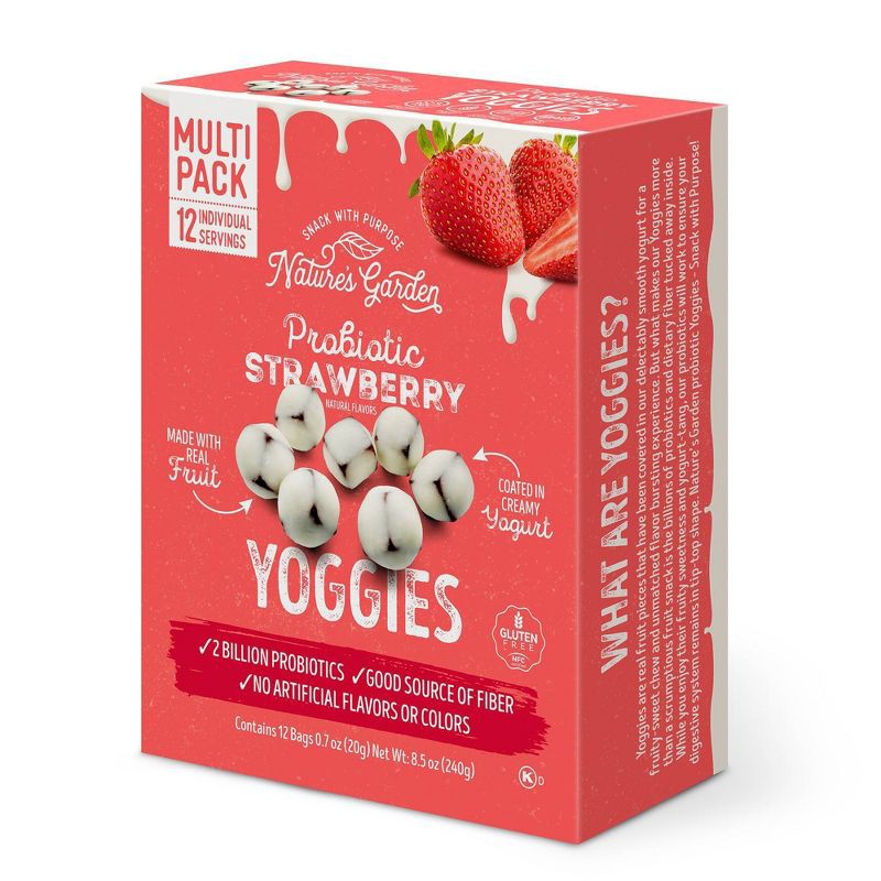 slide 1 of 8, Nature's Garden Snacks Probiotic Yoggies Fruit Snacks Strawberry - 8.5oz/12ct, 8.5 oz, 12 ct