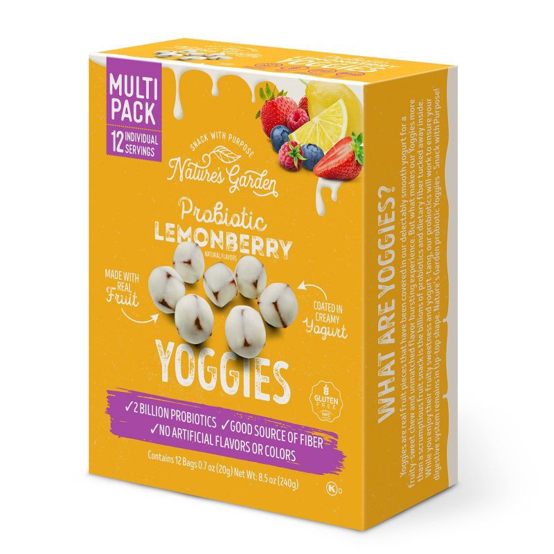 slide 1 of 6, Nature's Garden Snacks Probiotic Yoggies Fruit Snacks Lemonberry - 8.5oz/12ct, 8.5 oz, 12 ct