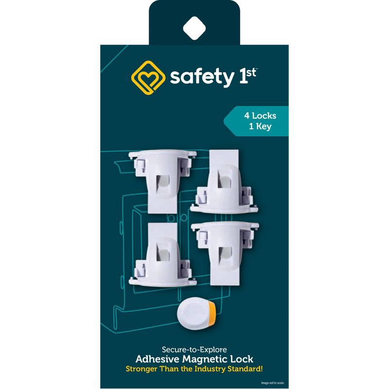 slide 1 of 14, Safety 1st Secure-to-Explore Adhesive Magnetic Locks - White - 4ct, 4 ct