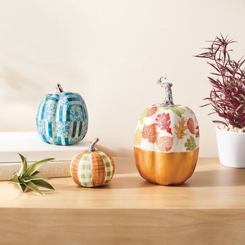 slide 3 of 4, 3ct Halloween Craft Decoupage Pumpkin Decorating Kit - Mondo Llama™, 3 ct