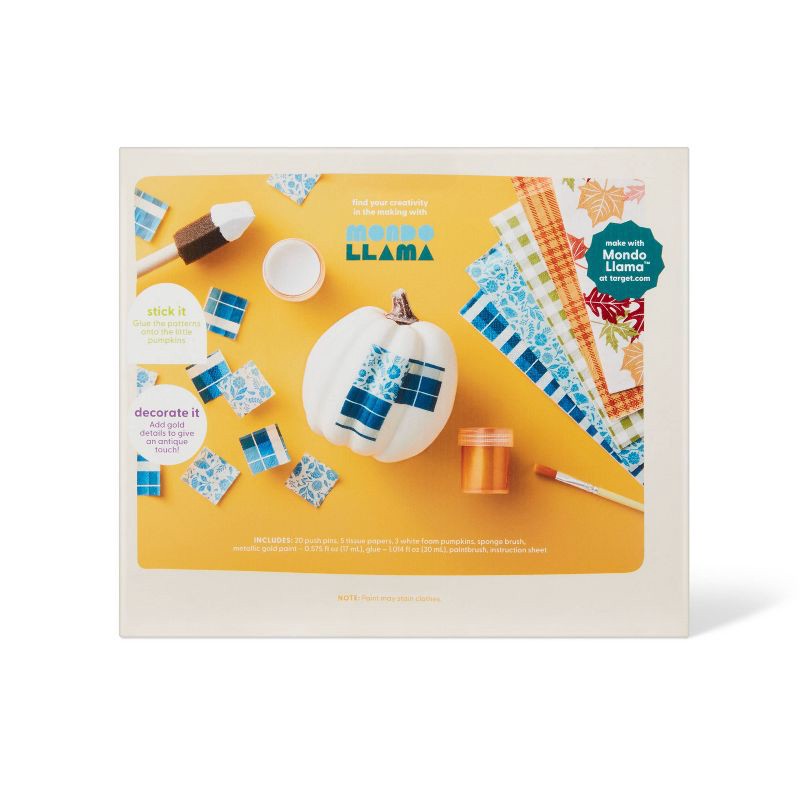 slide 4 of 4, 3ct Halloween Craft Decoupage Pumpkin Decorating Kit - Mondo Llama™, 3 ct