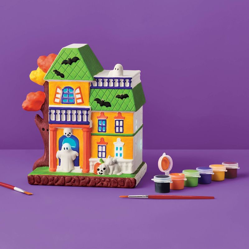 slide 2 of 4, Halloween Craft Lit Ceramic Haunted House Painting Kit - Mondo Llama™, 1 ct