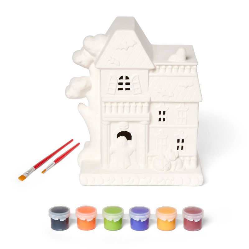 slide 3 of 4, Halloween Craft Lit Ceramic Haunted House Painting Kit - Mondo Llama™, 1 ct