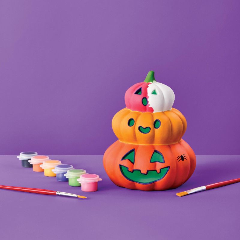 slide 2 of 4, Halloween Craft Lit Ceramic Pumpkins Painting Kit - Mondo Llama™, 1 ct