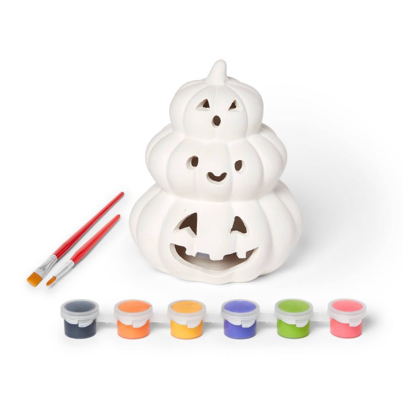 slide 3 of 4, Halloween Craft Lit Ceramic Pumpkins Painting Kit - Mondo Llama™, 1 ct