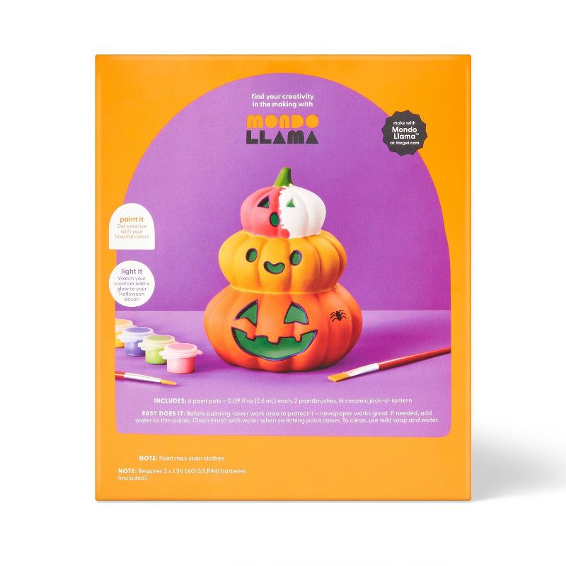 slide 4 of 4, Halloween Craft Lit Ceramic Pumpkins Painting Kit - Mondo Llama™, 1 ct