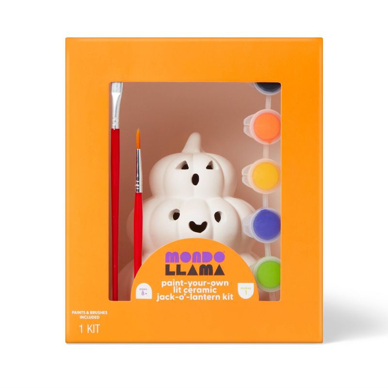slide 1 of 4, Halloween Craft Lit Ceramic Pumpkins Painting Kit - Mondo Llama™, 1 ct