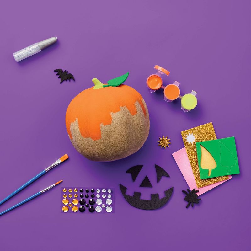 slide 3 of 4, Halloween Craft Embellished Paper Mache Pumpkin Painting Kit - Mondo Llama™, 1 ct