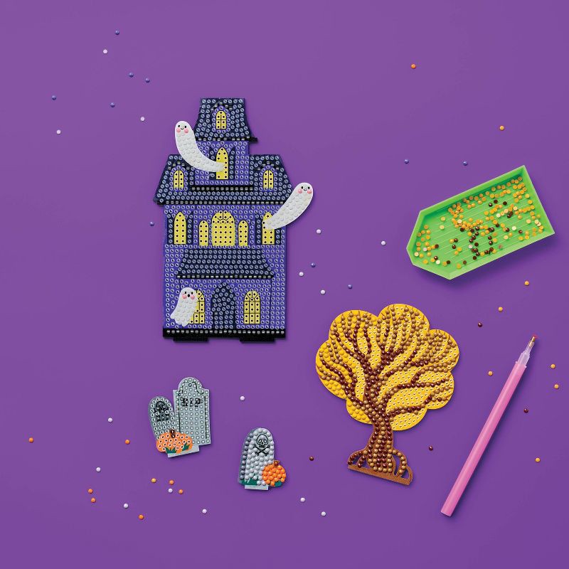 slide 3 of 4, Halloween Craft Glow Haunted House Gem Art Scene Kit - Mondo Llama™, 1 ct
