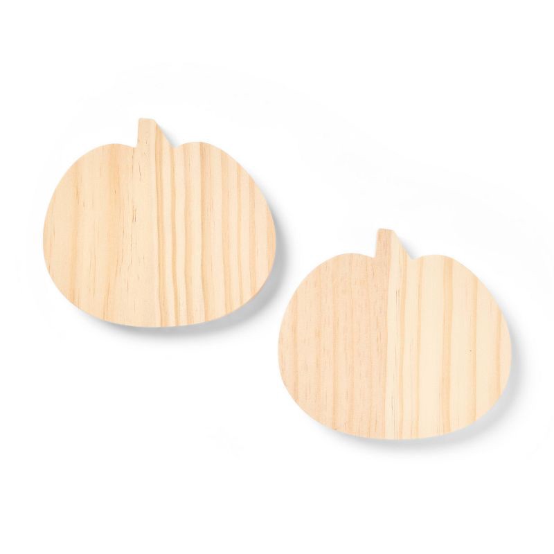 slide 3 of 4, 2ct Halloween Craft Wood Pumpkins - Mondo Llama™, 2 ct