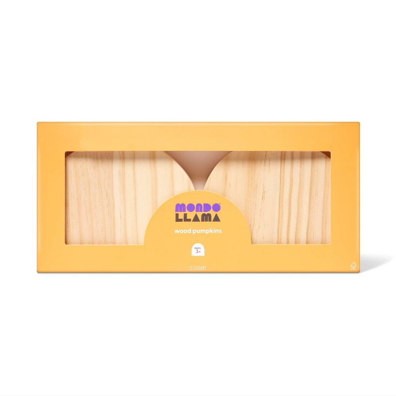 slide 1 of 4, 2ct Halloween Craft Wood Pumpkins - Mondo Llama™, 2 ct