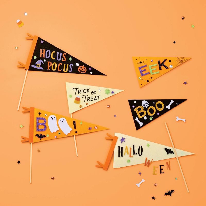 slide 2 of 4, 6ct Halloween Craft Felt Pennants Kit - Mondo Llama™, 6 ct