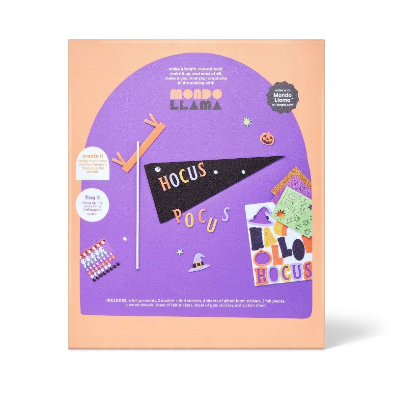 slide 4 of 4, 6ct Halloween Craft Felt Pennants Kit - Mondo Llama™, 6 ct