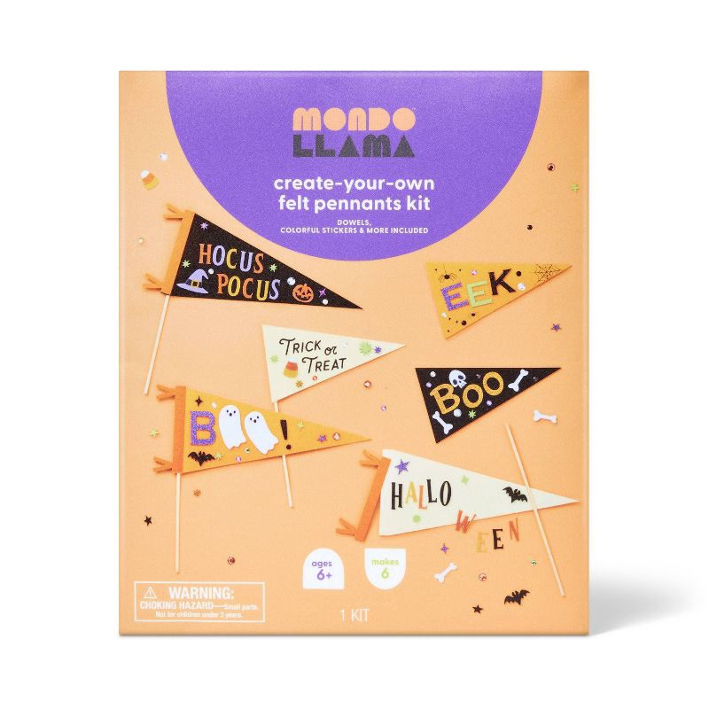 slide 1 of 4, 6ct Halloween Craft Felt Pennants Kit - Mondo Llama™, 6 ct