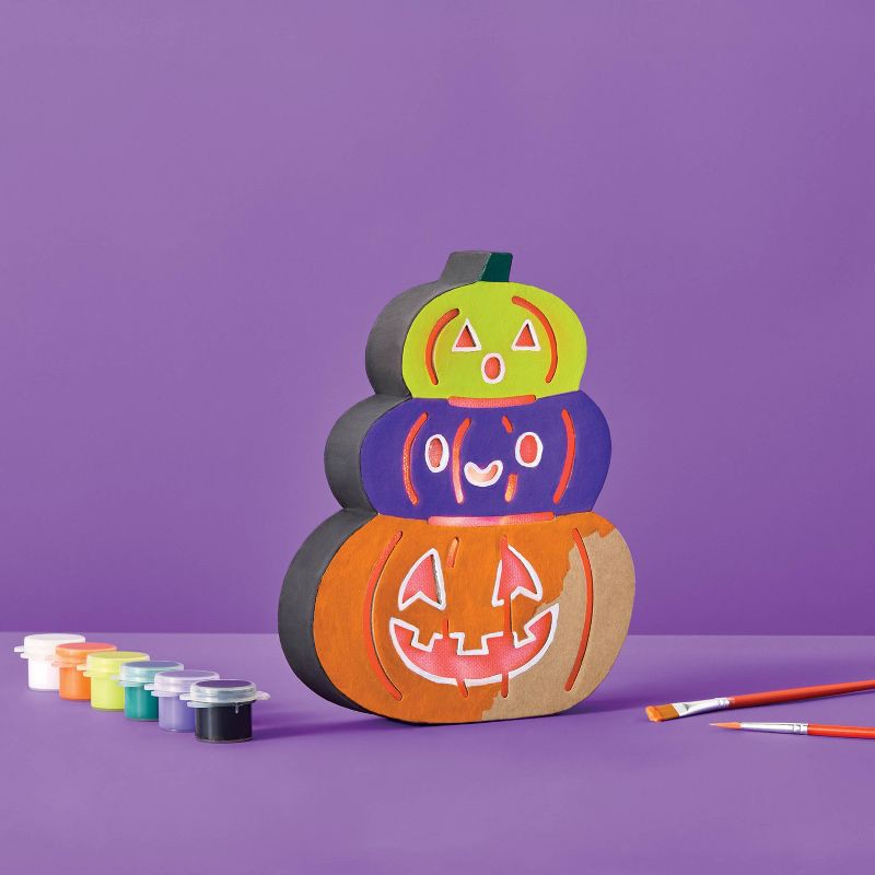 slide 2 of 4, Halloween Craft Lit Paperboard Pumpkins Painting Kit - Mondo Llama™, 1 ct