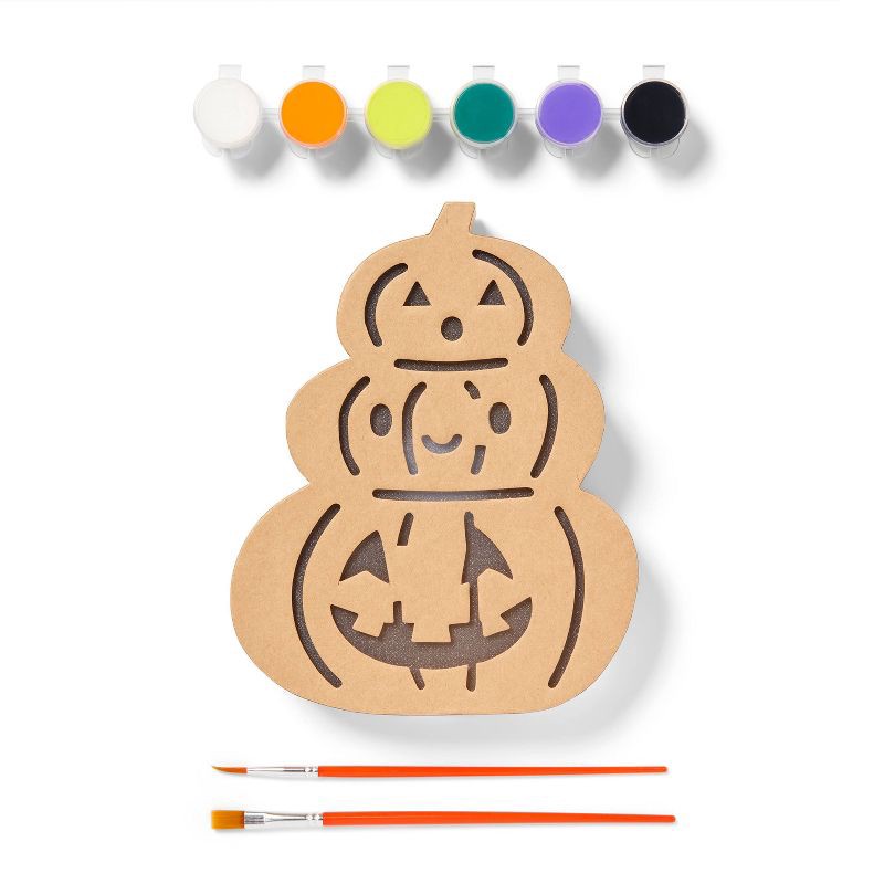 slide 3 of 4, Halloween Craft Lit Paperboard Pumpkins Painting Kit - Mondo Llama™, 1 ct