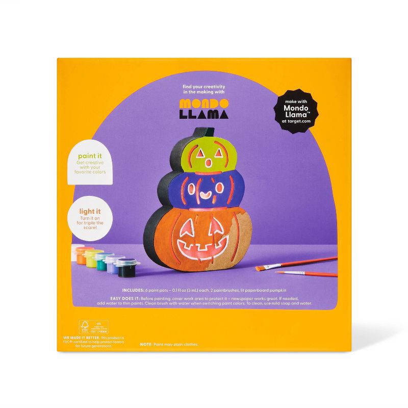 slide 4 of 4, Halloween Craft Lit Paperboard Pumpkins Painting Kit - Mondo Llama™, 1 ct