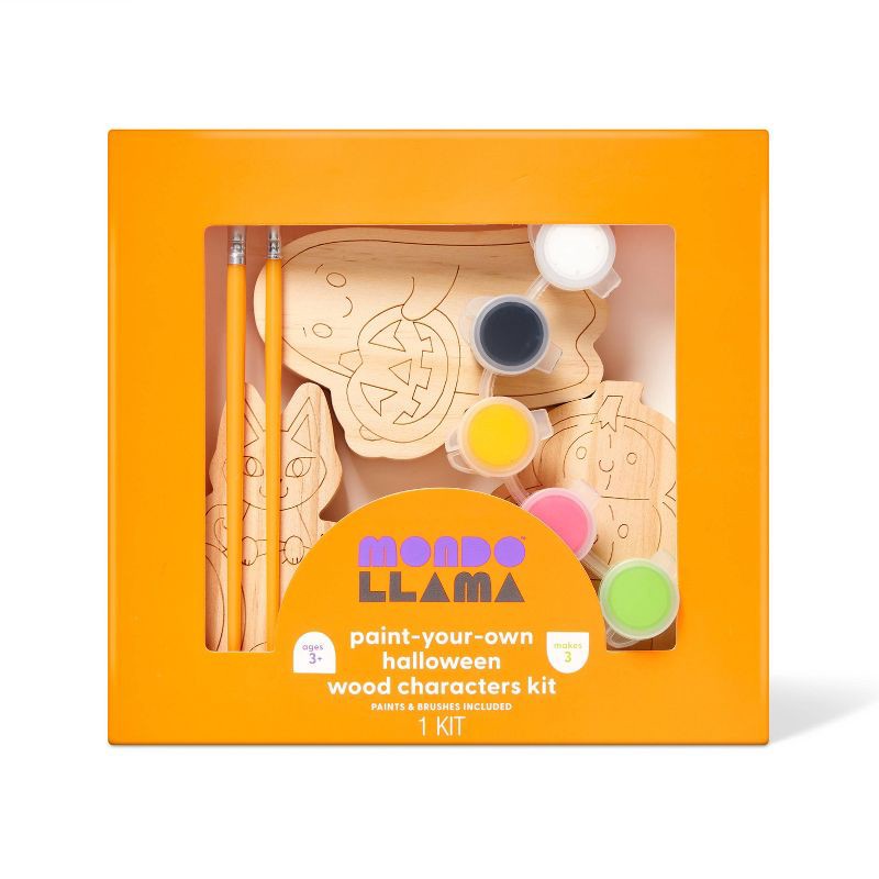 slide 4 of 4, 3ct Halloween Wood Characters Painting Craft Kit - Mondo Llama™, 3 ct