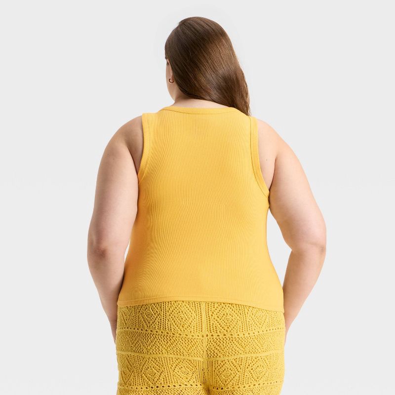 slide 2 of 4, Women's Embroidered Icon Knit Tank Top - A New Day™ Yellow XXL, 1 ct