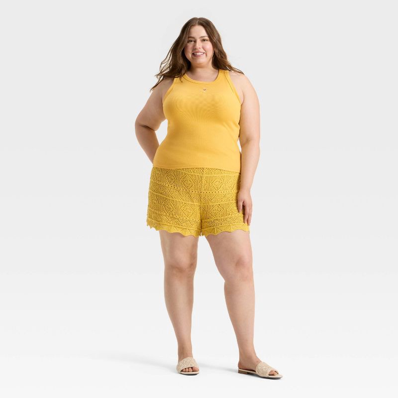 slide 3 of 4, Women's Embroidered Icon Knit Tank Top - A New Day™ Yellow XXL, 1 ct