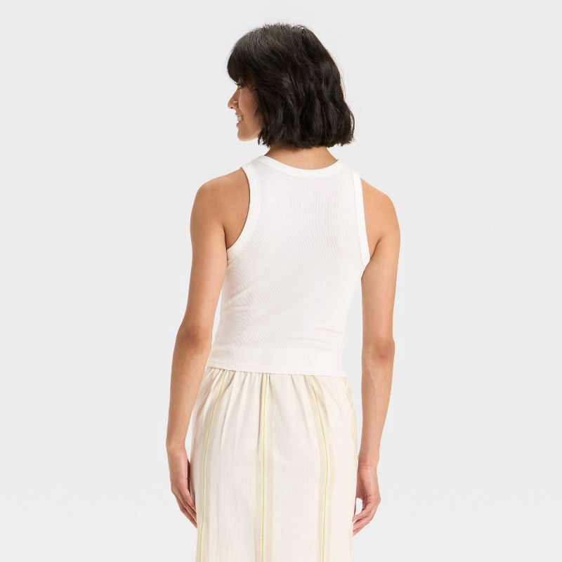 slide 2 of 4, Women's Embroidered Icon Knit Tank Top - A New Day™ White S, 1 ct