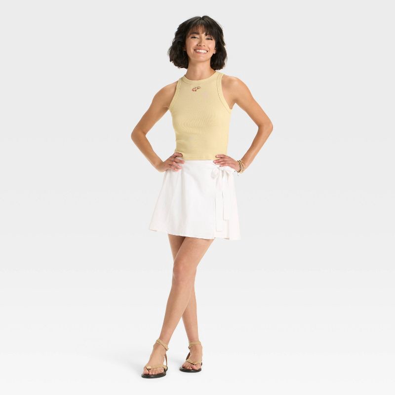 slide 3 of 4, Women's Embroidered Icon Knit Tank Top - A New Day™ Tan XL, 1 ct