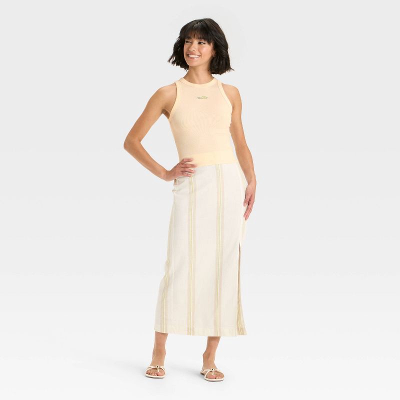 slide 3 of 4, Women's Embroidered Icon Knit Tank Top - A New Day™ Cream XL, 1 ct