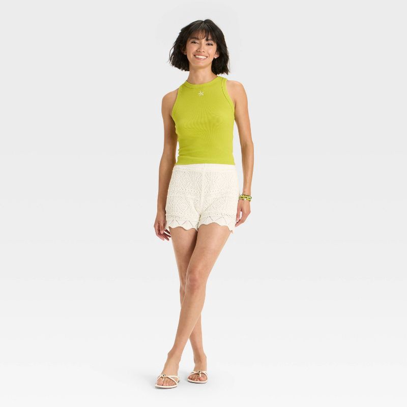 slide 3 of 4, Women's Embroidered Icon Knit Tank Top - A New Day™ Lime Green XL, 1 ct