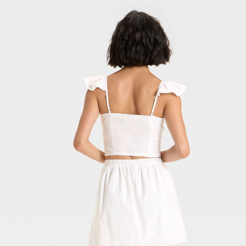 slide 2 of 3, Women's Ruffle Sleeve Woven Halter Top - A New Day™ White XL, 1 ct
