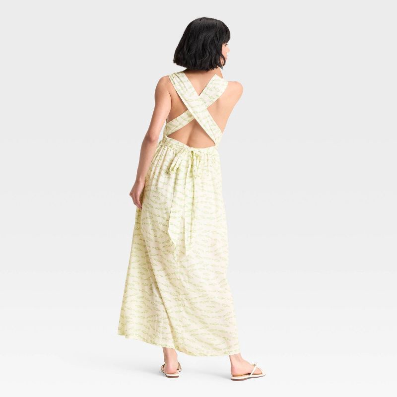 slide 2 of 3, Women's Maxi Open Back Sundress - A New Day™ Cream Print L, 1 ct