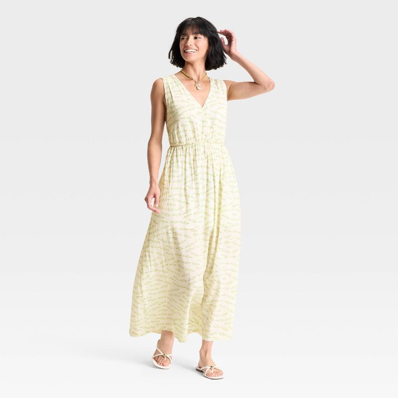 slide 3 of 3, Women's Maxi Open Back Sundress - A New Day™ Cream Print L, 1 ct