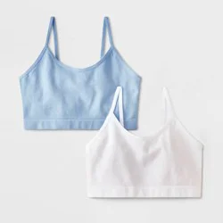 Girls' 2pk Seamless Brami - Cat & Jack™ Blue/White M