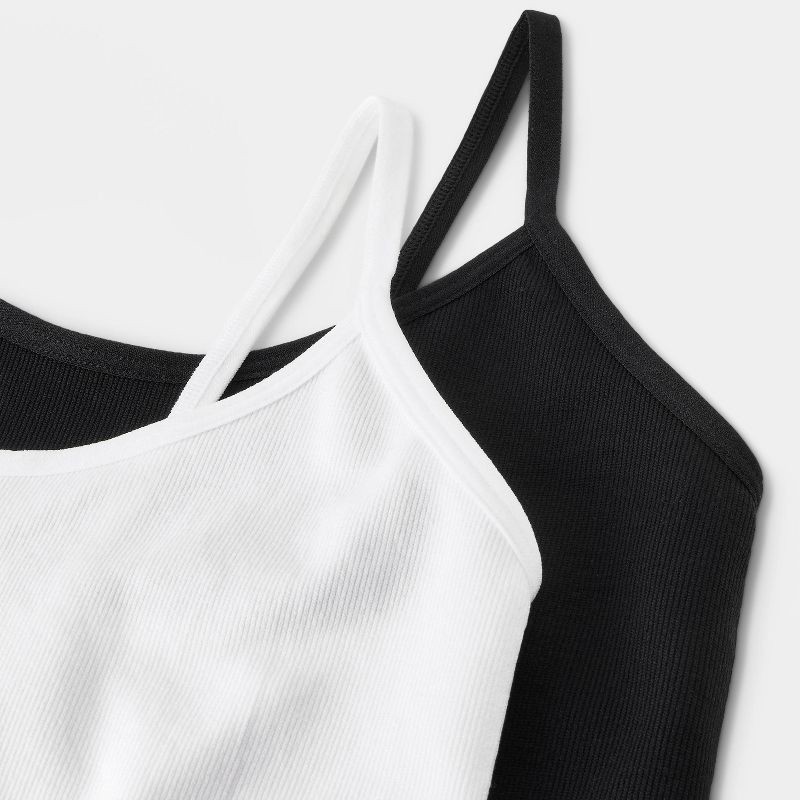 slide 3 of 3, Girls' 2pk Seamless Brami - Cat & Jack™ Black/White M, 2 ct