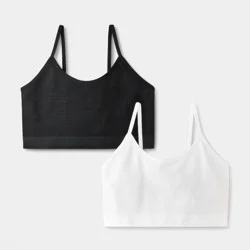 Girls' 2pk Seamless Brami - Cat & Jack™ Black/White L