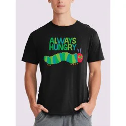 Men's Eric Carle Always Hungry Caterpillar Graphic T-Shirt - Black XXL: Cotton Crew Neck, Short Sleeve Jersey