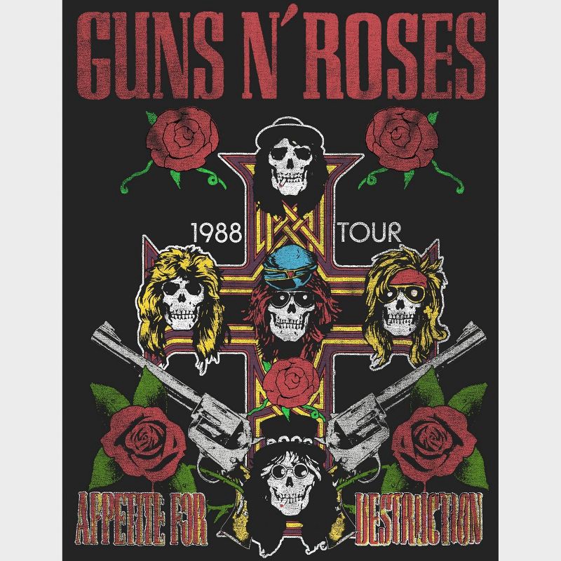 slide 2 of 3, Men's Guns N' Roses Graphic T-Shirt - Black M, 1 ct